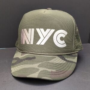 Cobra NYC Men's Green Camo Snapback Trucker Hat.